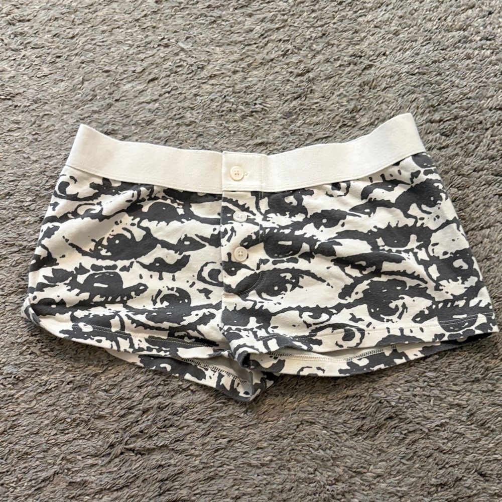 Brandy Melville Black and White Printed Bike Shorts